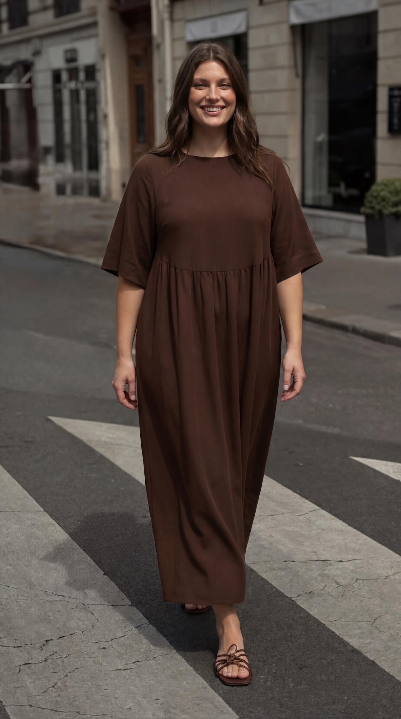 Robe longue fluide en viscose et lin